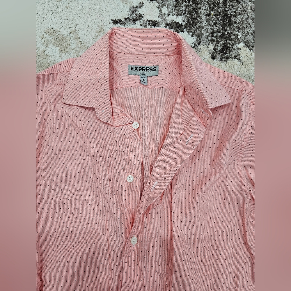 Express, small fitted, button-down shirt, long sleeve, Salmon color
